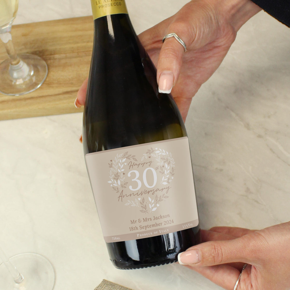 Personalised 30th Pearl Wedding Anniversary Prosecco – alternative view