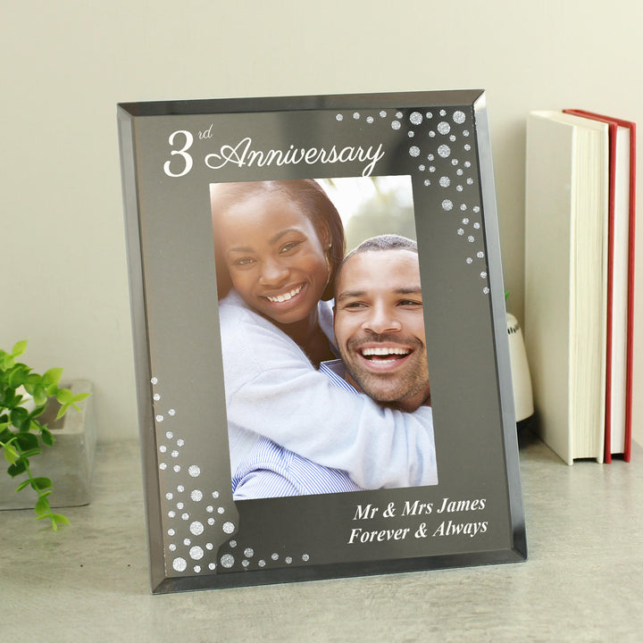 Personalised Anniversary 6x4 Diamante Glass Photo Frame – alternative view