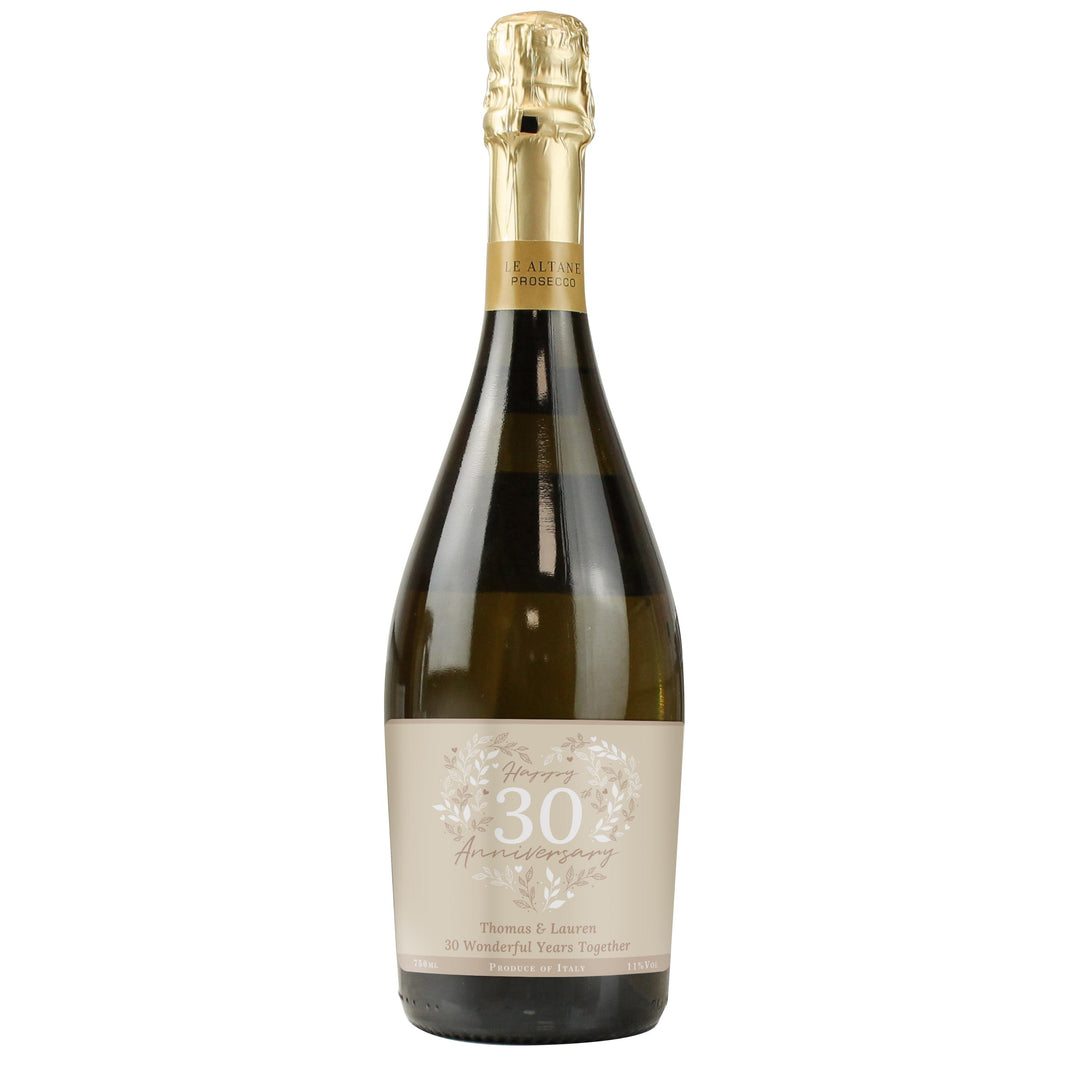 Personalised 30th Pearl Wedding Anniversary Prosecco – alternative view