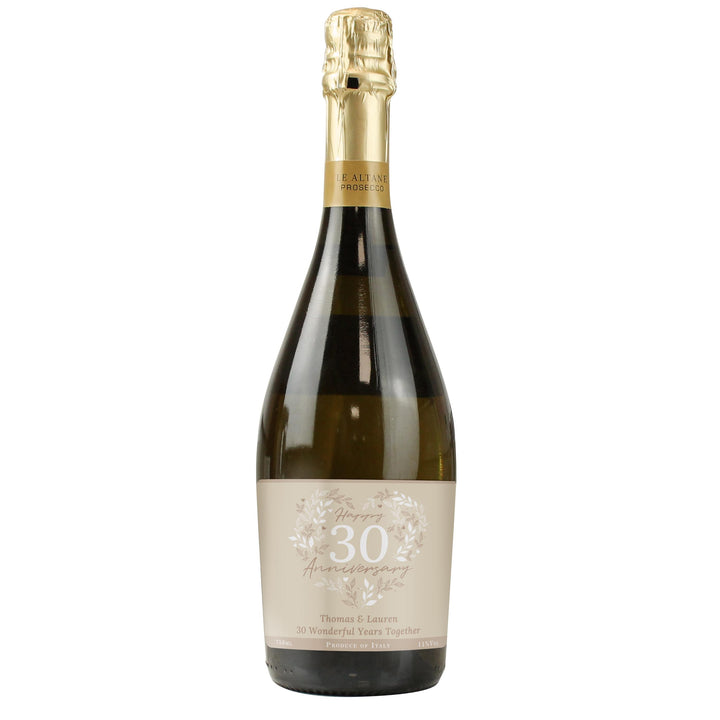 Personalised 30th Pearl Wedding Anniversary Prosecco – alternative view