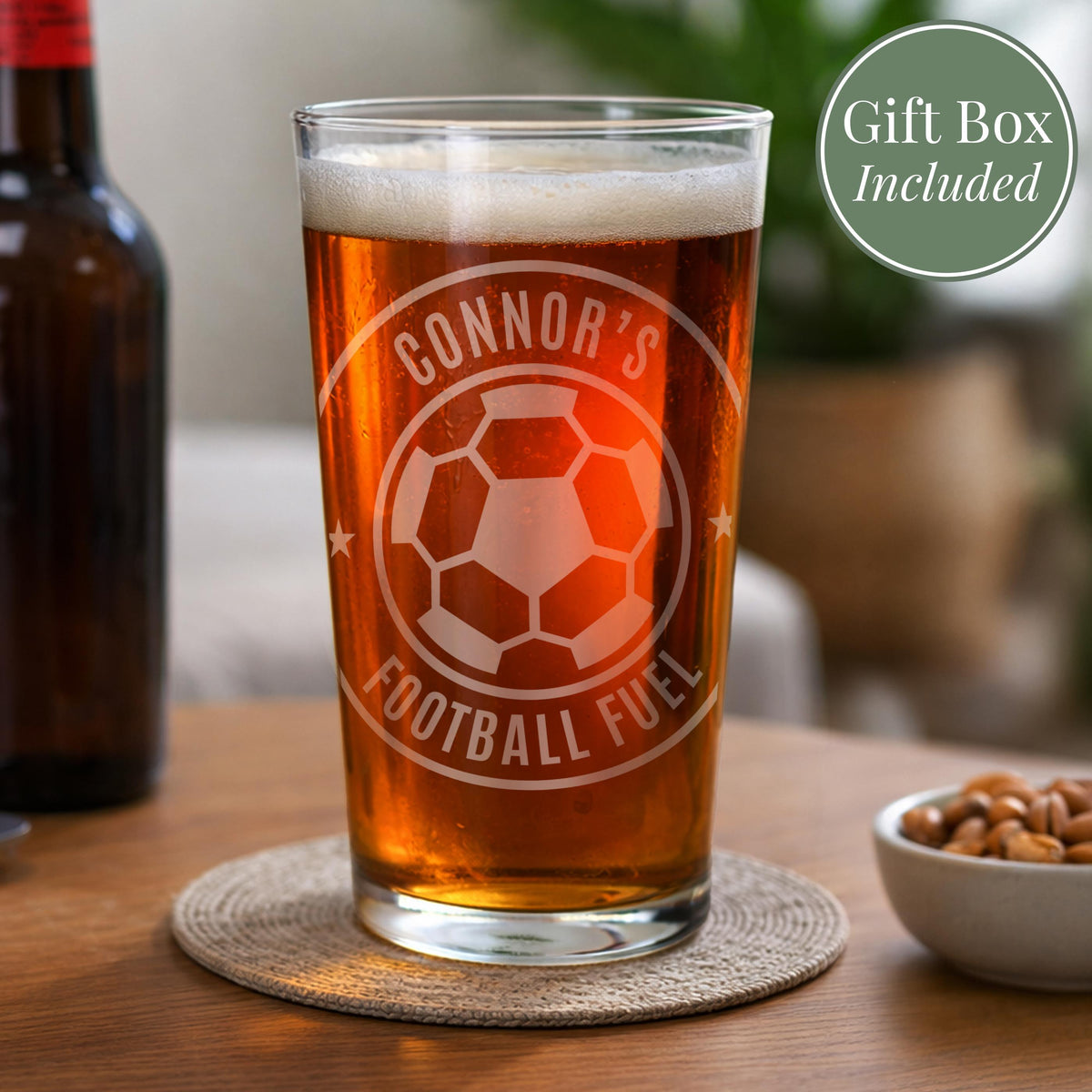 Personalised Football Badge Pint Glass, The Personal Shop, personalised gifts