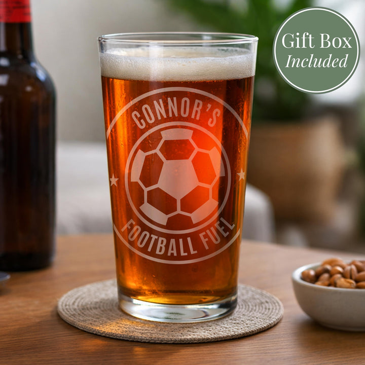 Personalised Football Badge Pint Glass, The Personal Shop, personalised gifts