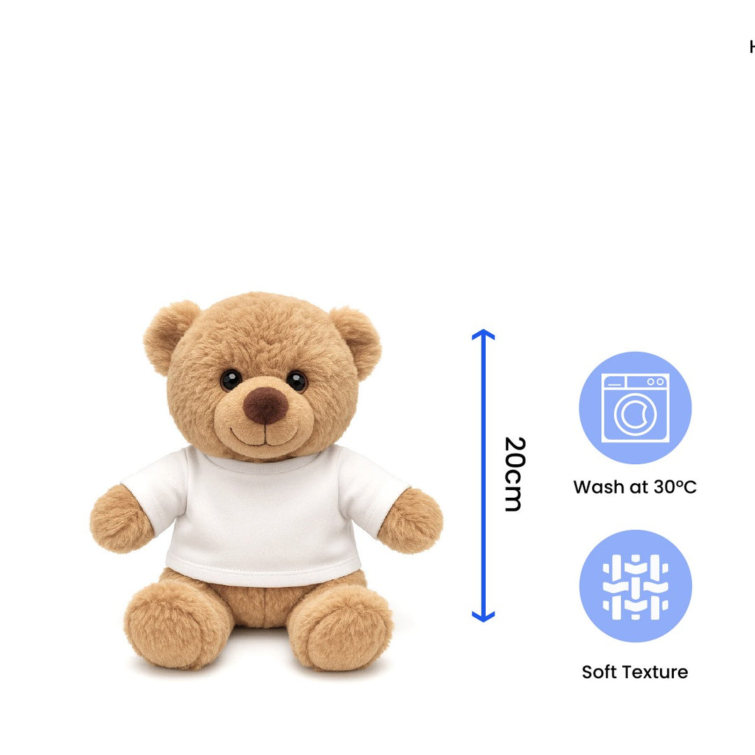 Personalised Newborn Baby Teddy Bear in T-Shirt (Pink Design)