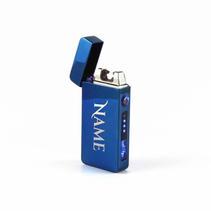 Personalised Blue Electric Arc Lighter with Name, Gift Boxed