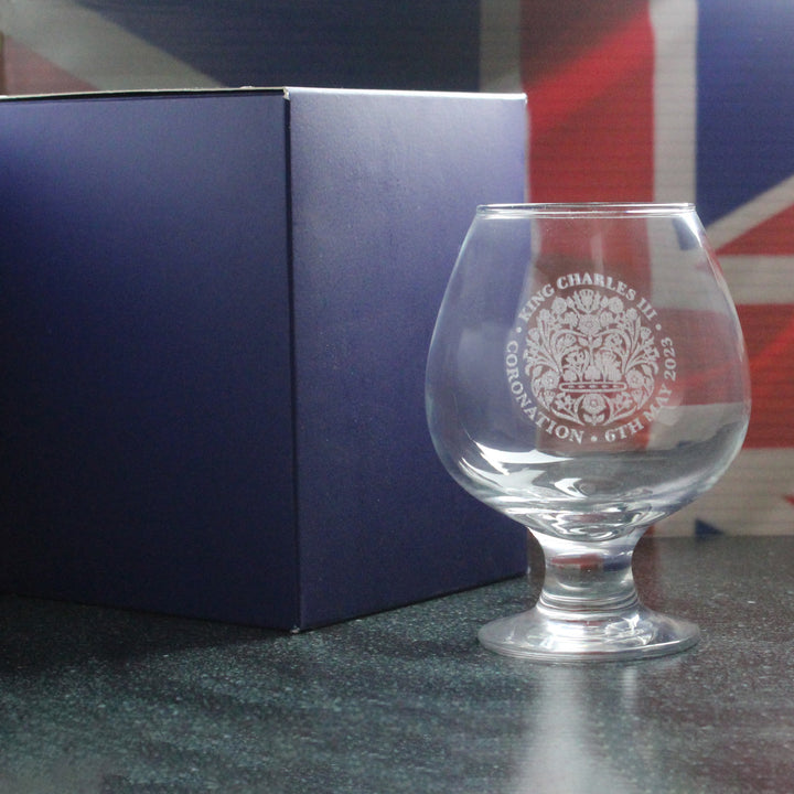 Engraved Coronation Emblem Brandy Cognac Glass
