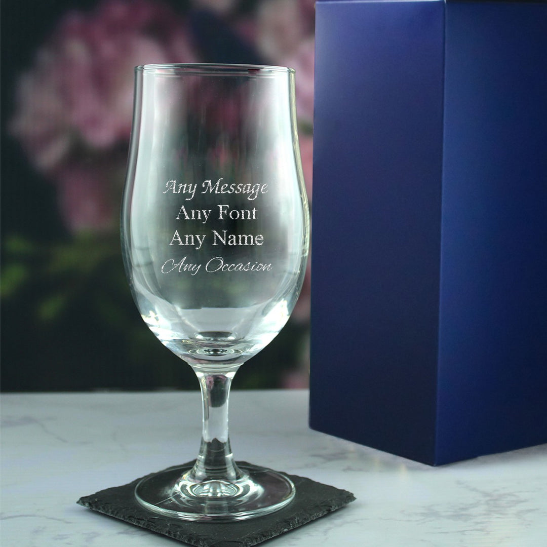 Personalised Draft Stemmed Beer Glass with Any Message