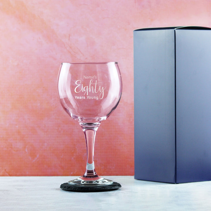 Personalised 80th Birthday Cubata Gin Glass - Years Young