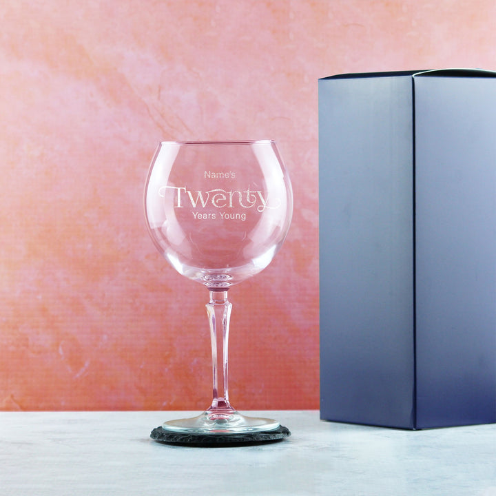 Personalised 20th Birthday Hudson Gin Glass with Name