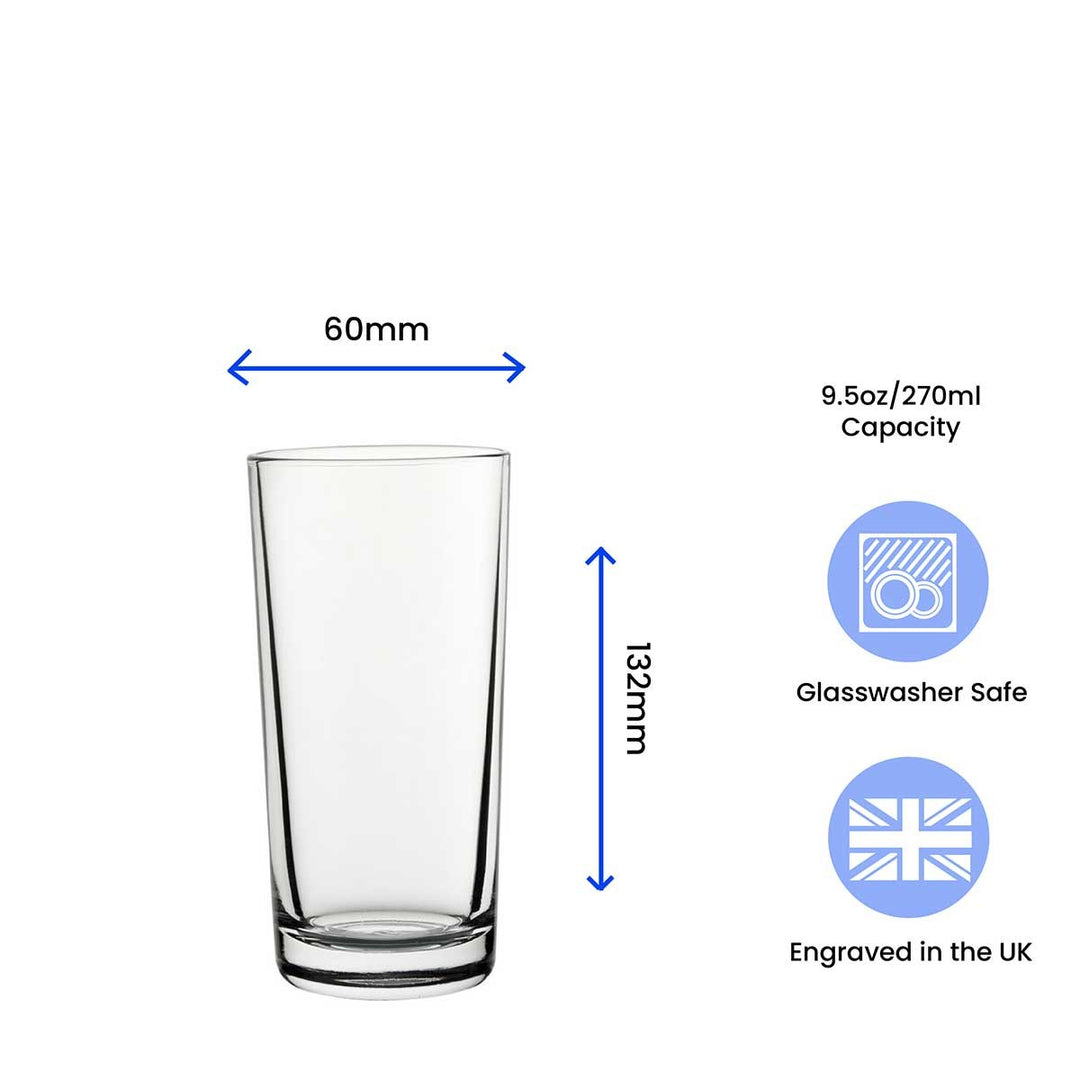 Personalised Engraved Hiball Glass 280ml with Message
