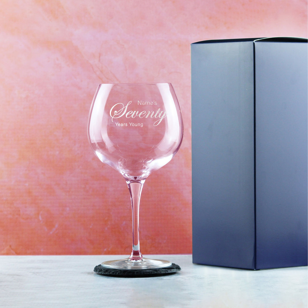 Personalised 70th Birthday Primeur Gin Glass with Name