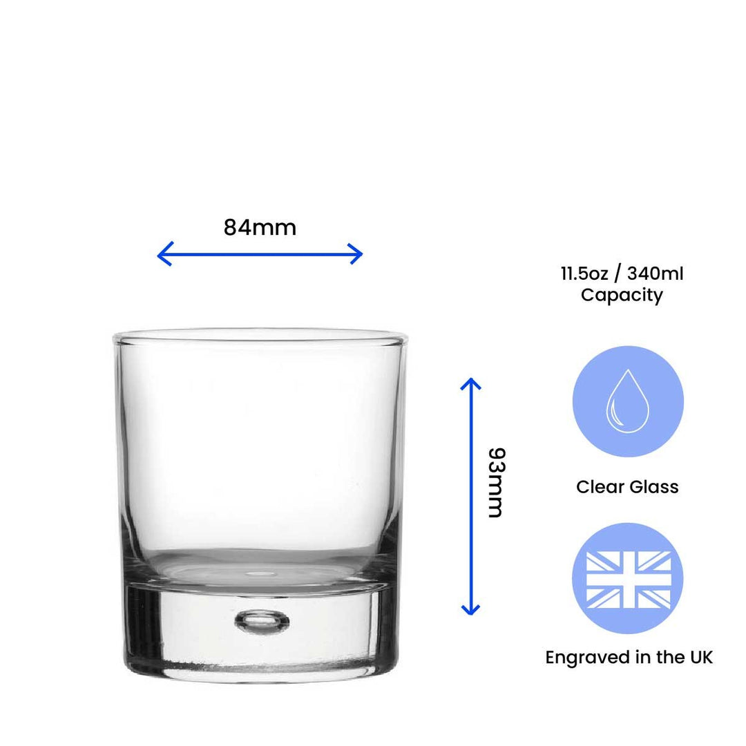 Personalised Bubble Base Whisky Glass with Name &amp; Age