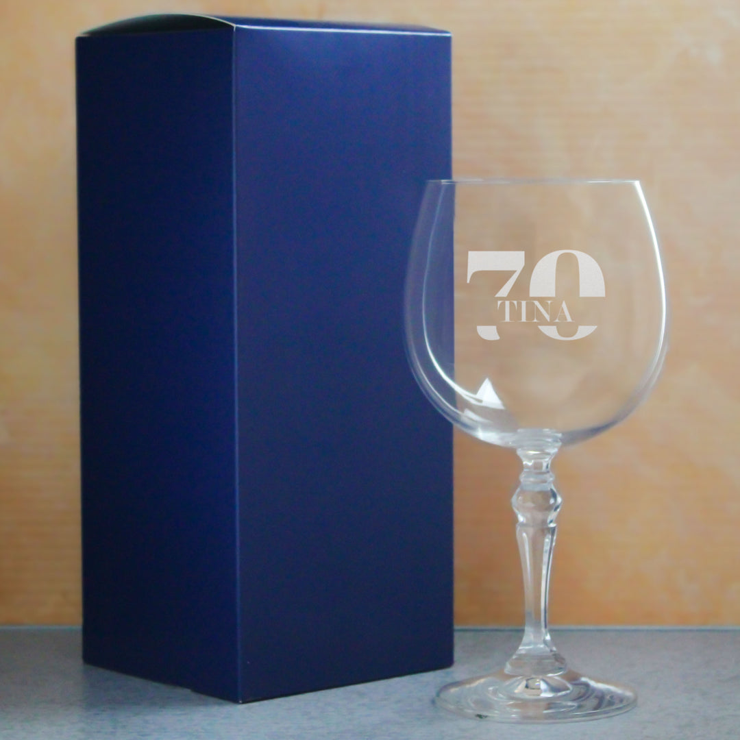 Personalised Age Gin Balloon Glass with Name