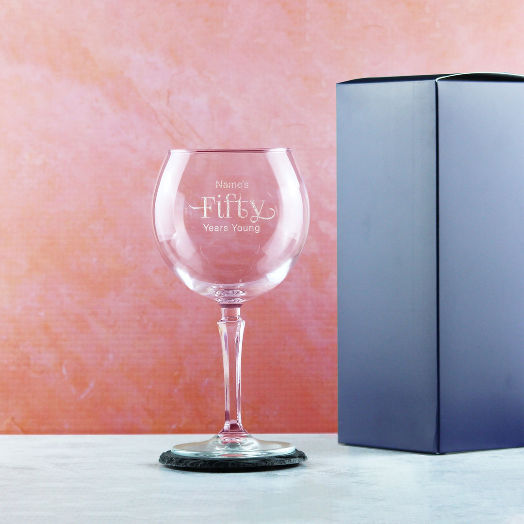 Personalised 50th Birthday Hudson Gin Glass with Name