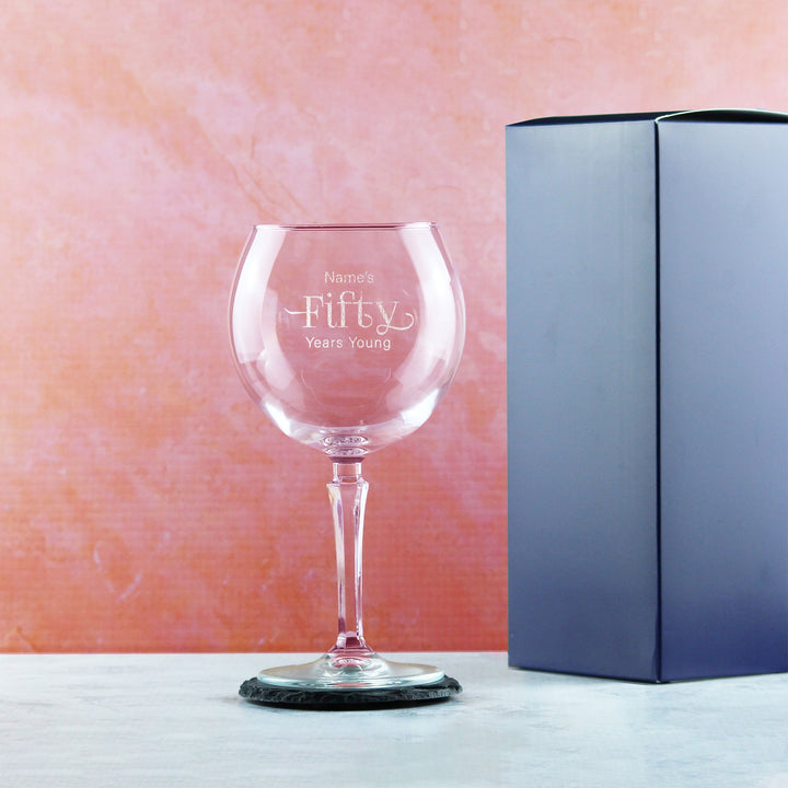 Personalised 50th Birthday Hudson Gin Glass with Name