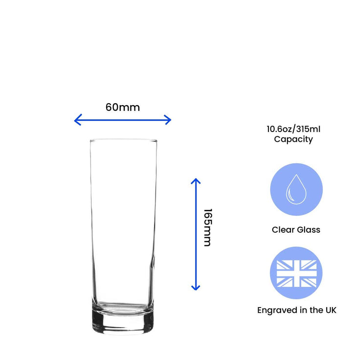Personalised Tall Highball Glass 315ml with Gift Box