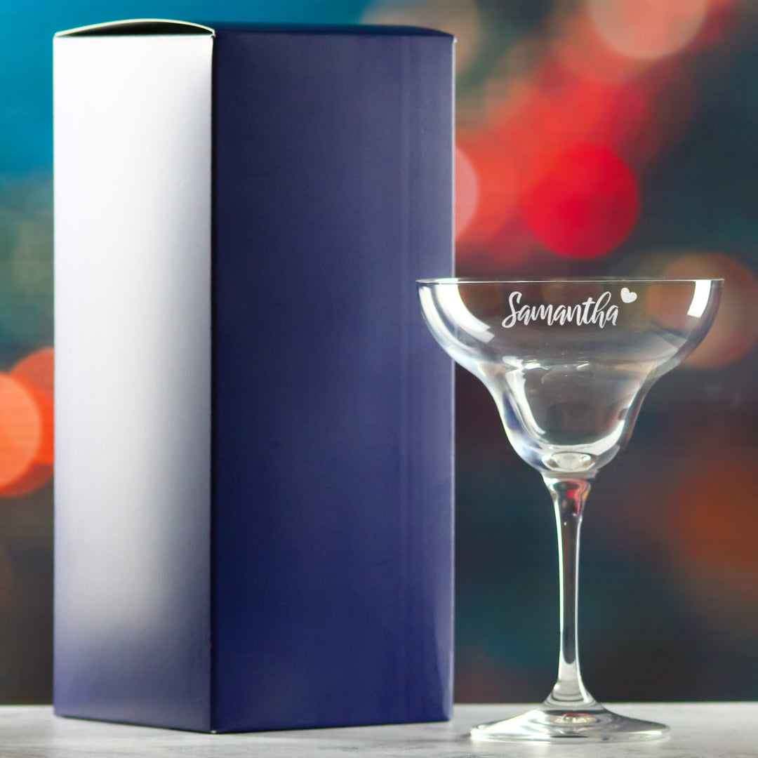 Personalised Infinity Margarita Cocktail Glass with Heart