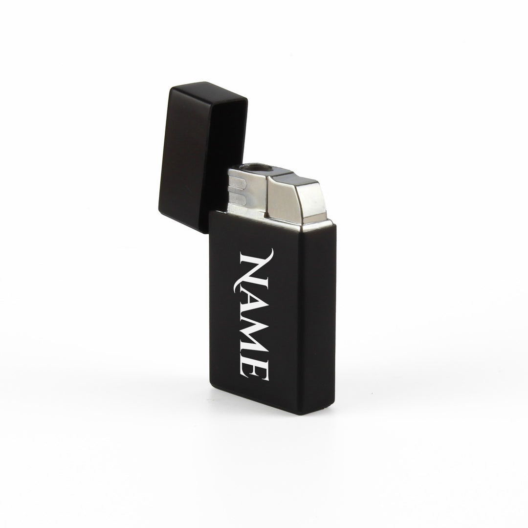 Personalised Black Jet Flame Gas Lighter with Name
