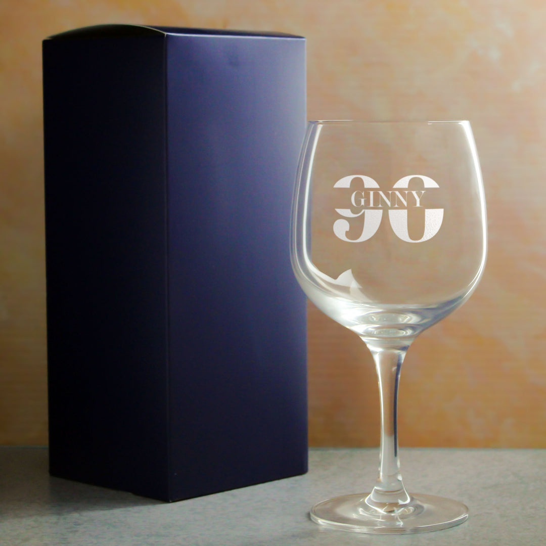 Personalised 90th Birthday Gin Copa Balloon Glass with Name