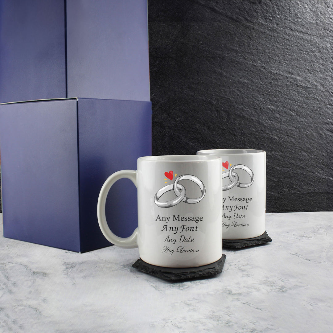 Personalised His and Hers Wedding Mug Set with Message