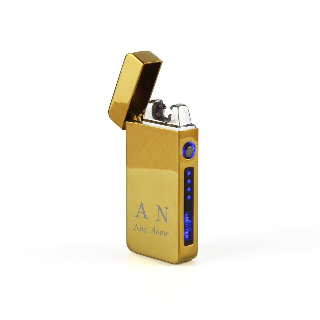Personalised Gold Electric Arc Lighter with Initials, Gift Boxed
