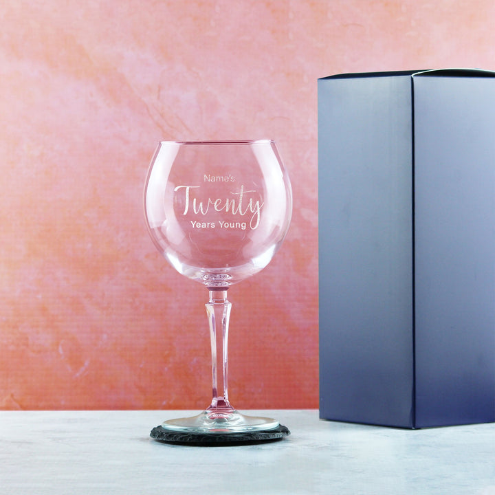 Personalised 20th Birthday Hudson Gin Balloon Glass