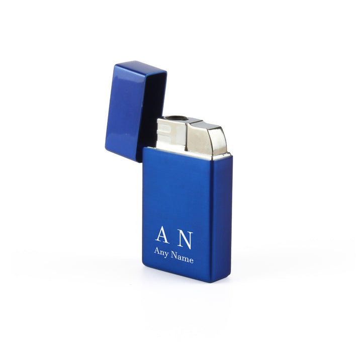 Personalised Blue Jet Gas Lighter with Initials