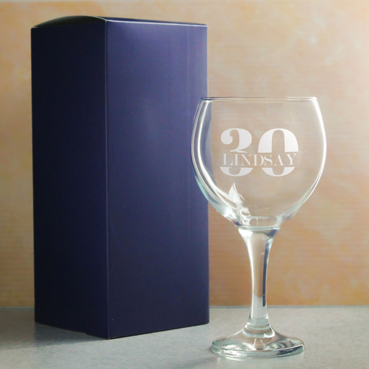 Personalised Gin Balloon Glass - Age 30 Design