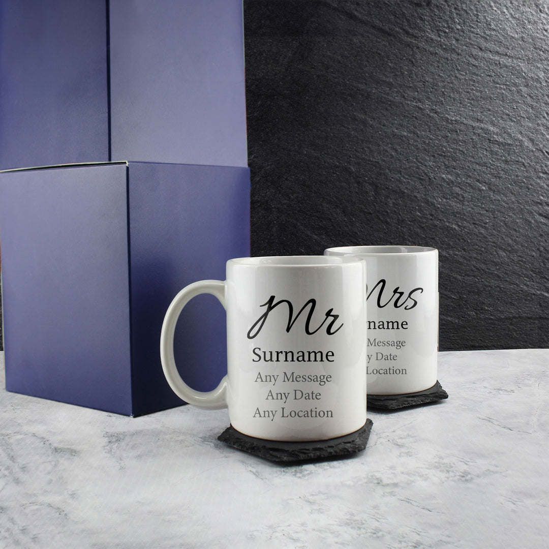 Personalised Mr and Mrs Mug Set
