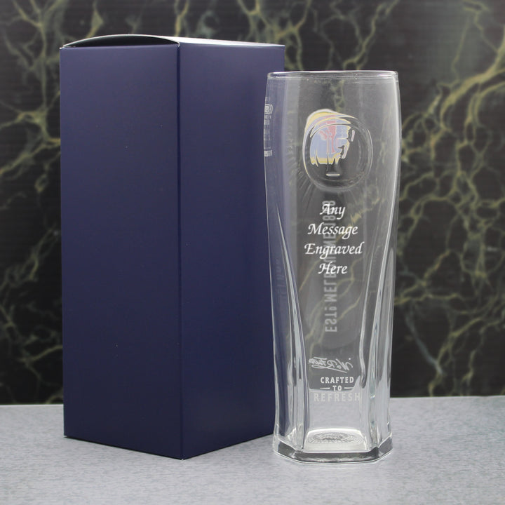 Personalised Fosters Pint Glass with Message
