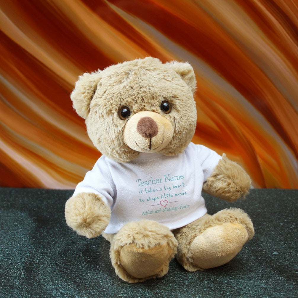 Personalised Teacher Teddy Bear with Big Heart Design