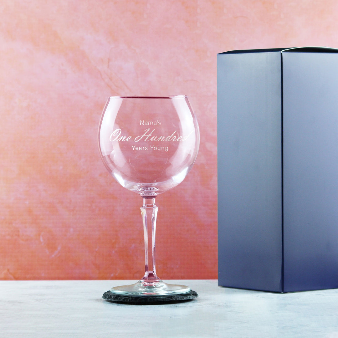 Personalised 100th Birthday Hudson Gin Glass