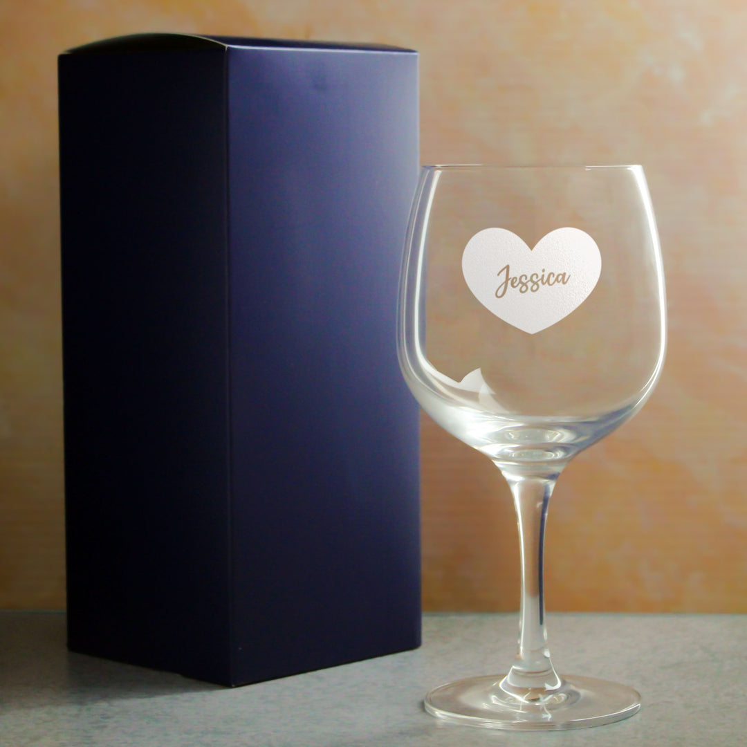 Personalised Heart Gin Copa Balloon Glass with Name