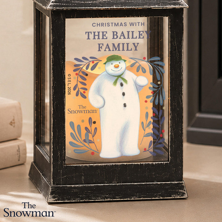 Personalised The Snowman Countdown LED Black Lantern