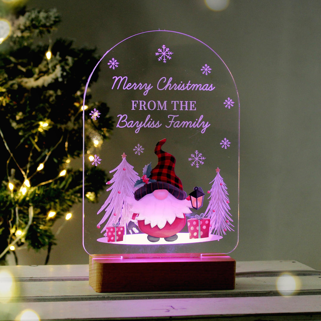 Personalised Gonk Wooden Based LED Christmas Light – alternative view