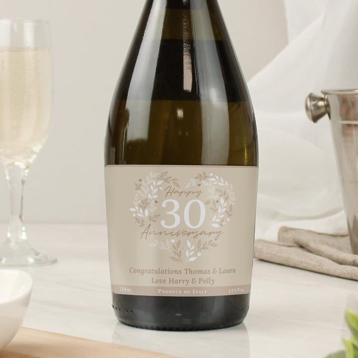 Personalised 30th Pearl Wedding Anniversary Prosecco – alternative view