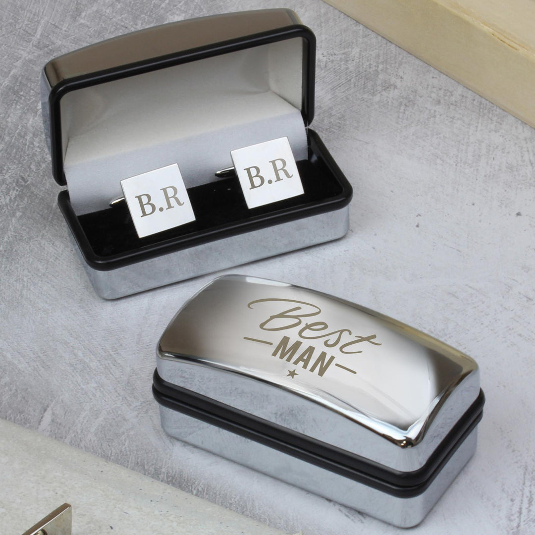Personalised Best Man Wedding Cufflinks and Box Set – alternative view