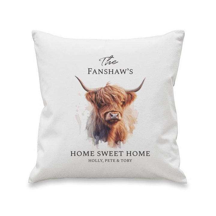 Personalised Highland Cow Cushion – alternative view