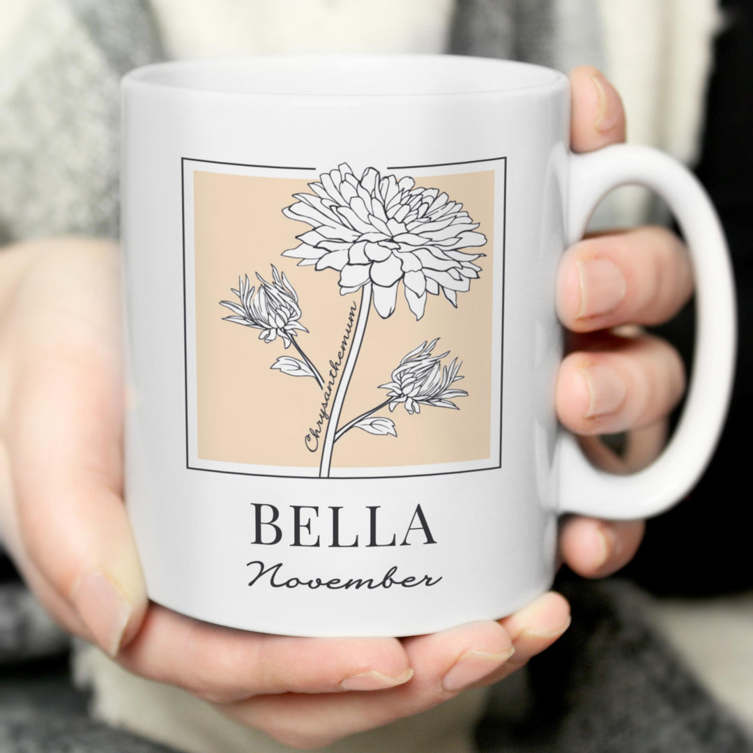 Personalised Birth Flower Mug, The Personal Shop, personalised gifts