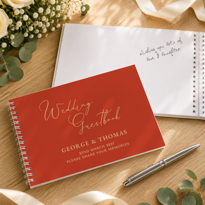 Personalised Burnt Orange Wedding Guest Book, The Personal Shop, personalised gifts