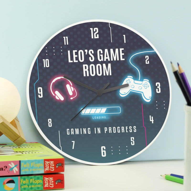 Personalised Gaming Wooden Childrens Clock