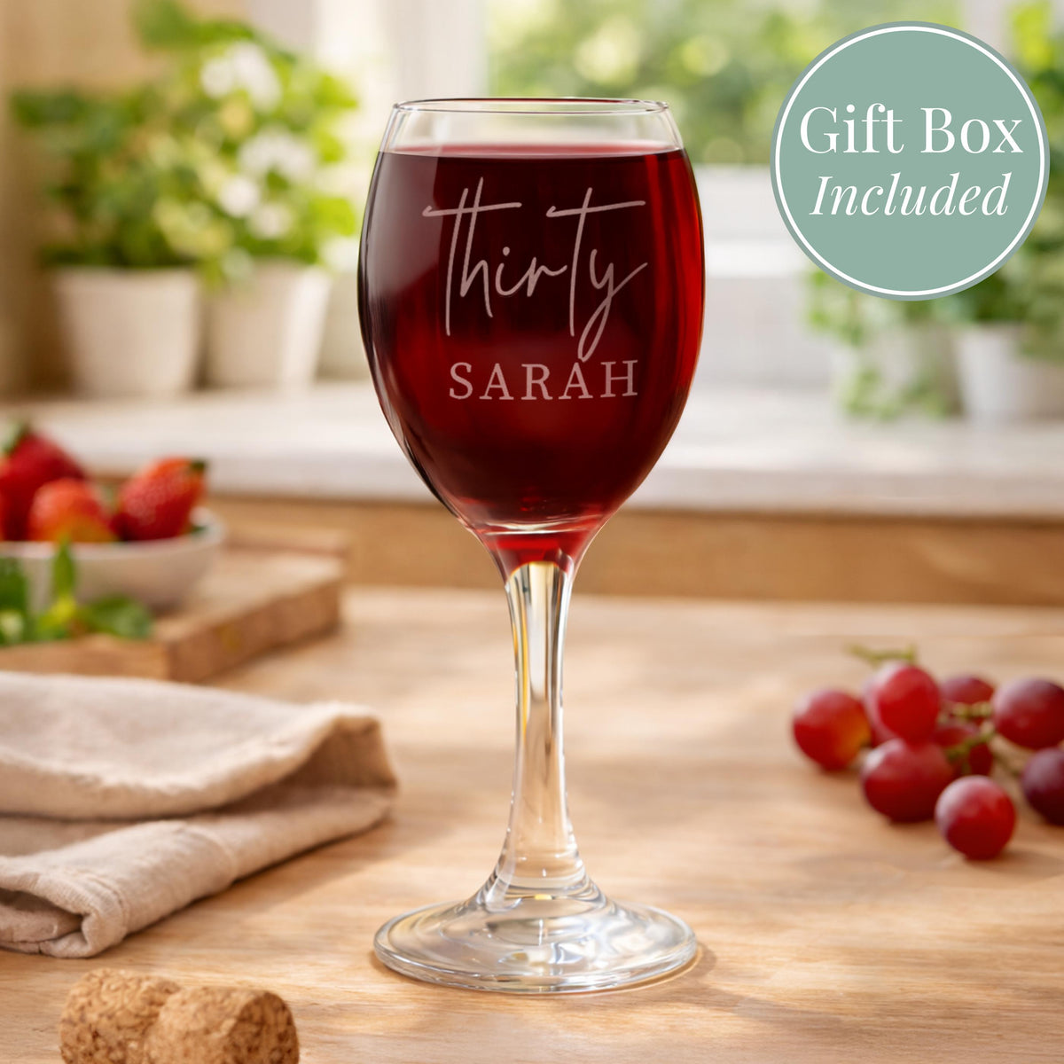 Personalised Age & Name Wine Glass, The Personal Shop, personalised gifts