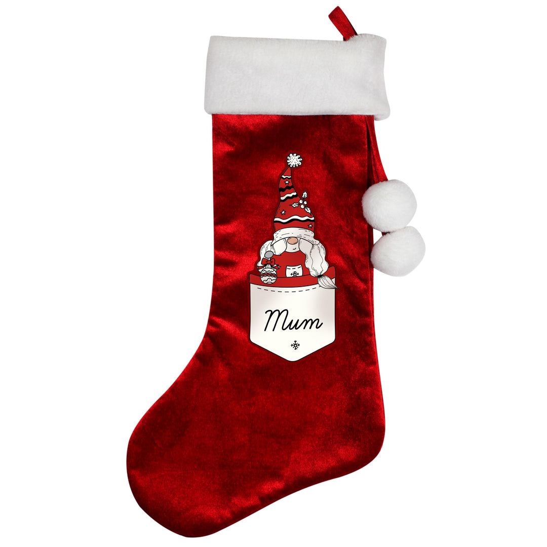Personalised Gonk Family Red Christmas Stocking- Female – alternative view