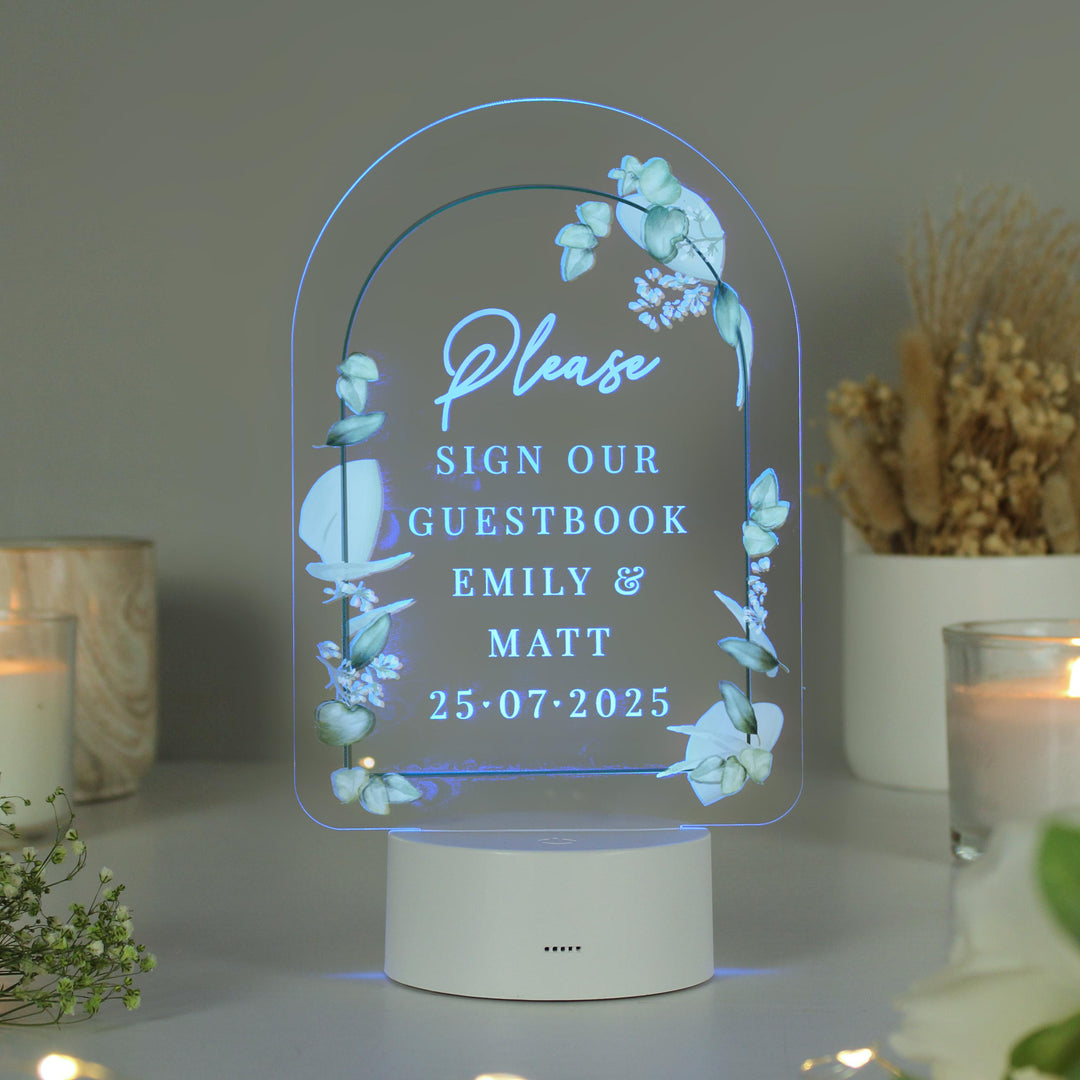 Personalised Botanical Wedding LED Colour Changing Light – alternative view