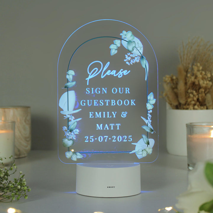 Personalised Botanical Wedding LED Colour Changing Light – alternative view