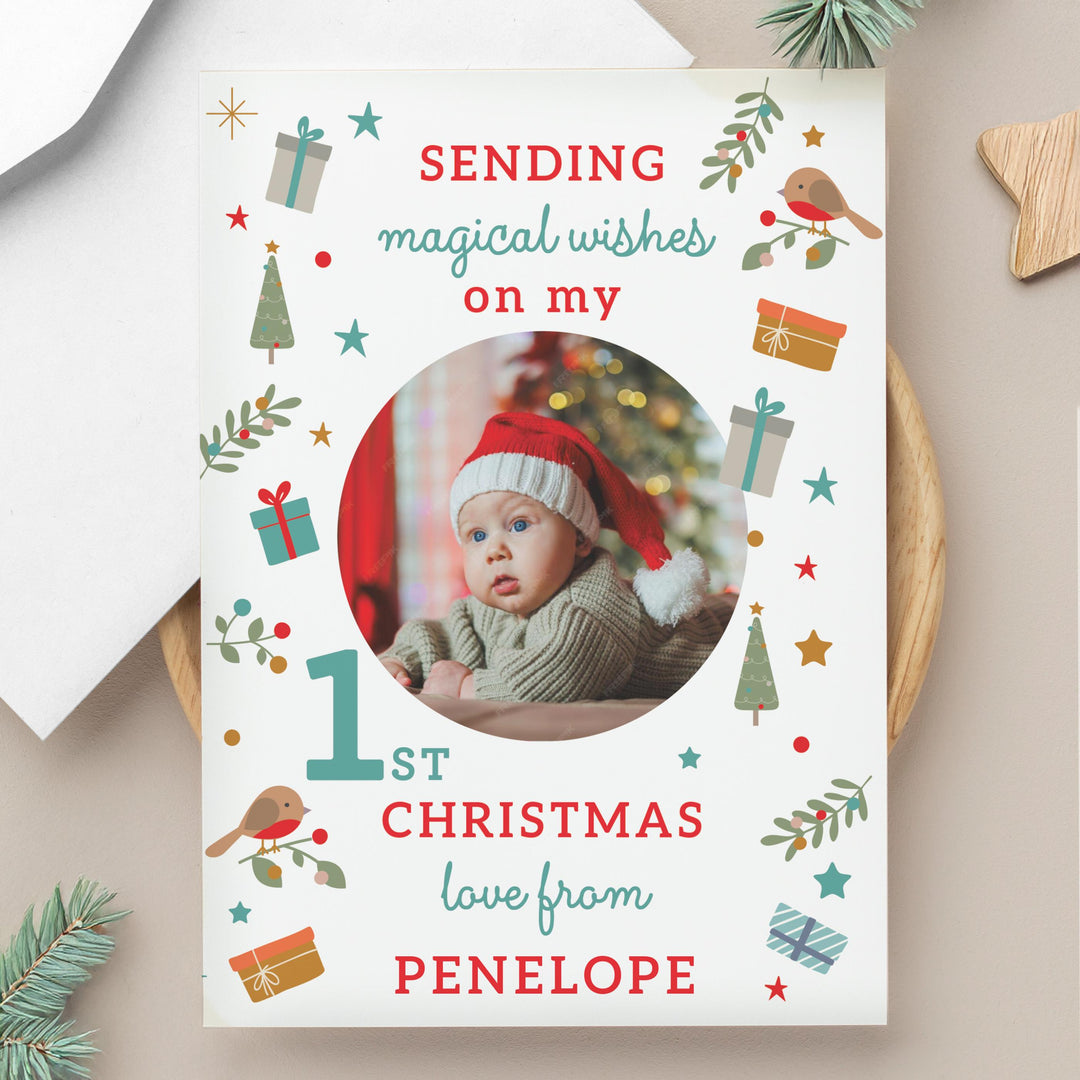 Personalised My 1st Christmas Photo Upload Pack of 10 Cards – alternative view