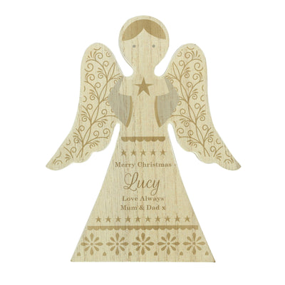 Personalised Christmas Angel Wooden Ornament