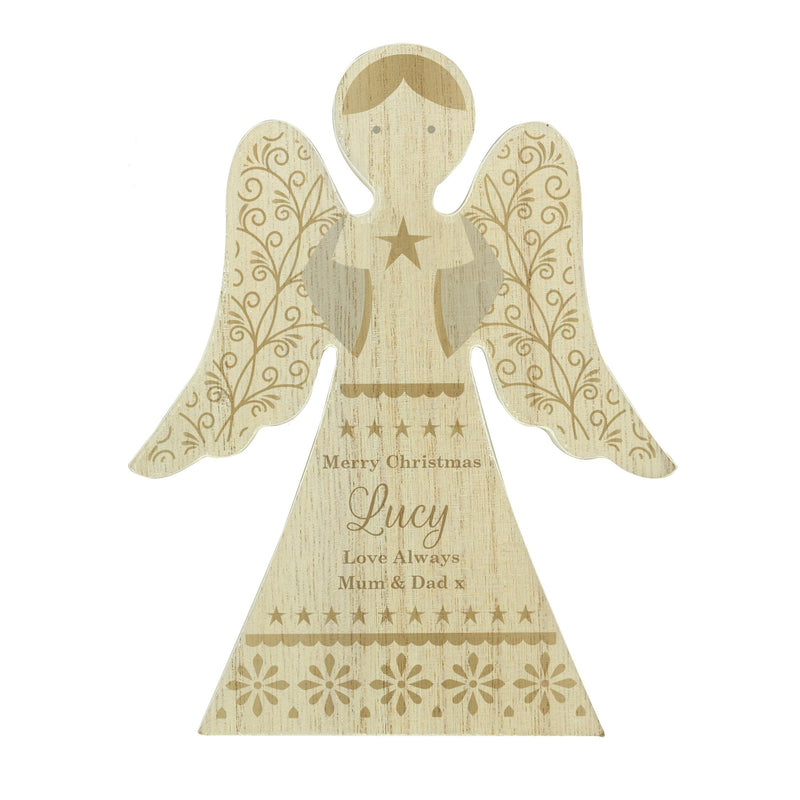 Personalised Christmas Angel Wooden Ornament