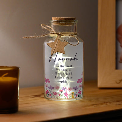 Personalised Floral LED Light Up Jar