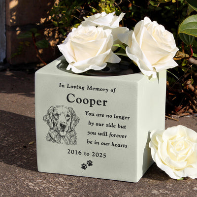 Personalised Dog Breed Memorial Garden Vase