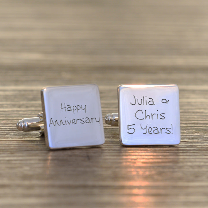 Personalised Happy Anniversary Square Cufflinks